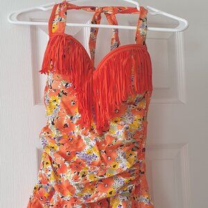 Beautiful one piece swimsuit with fringe